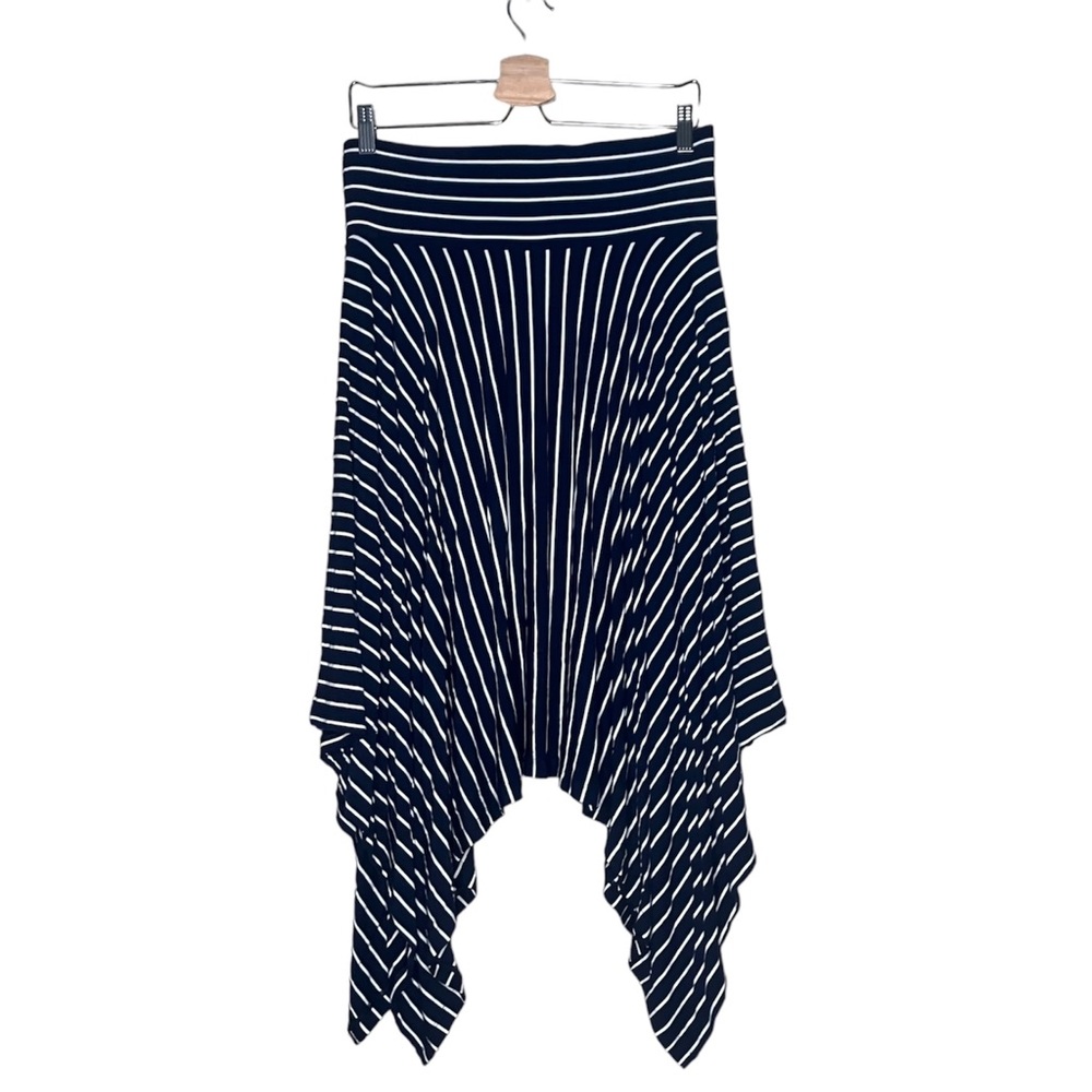 Cabi 5183 Twirl skirt navy white stripes size M